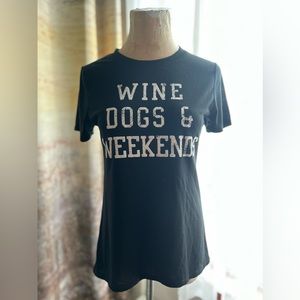 Wine, Dogs & Weekends Graphic Tee – Black, Soft Cotton